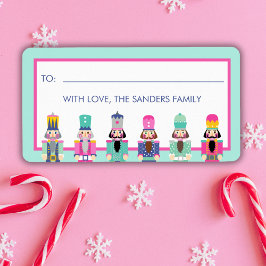 CHRISTMAS PINK NUTCRACKER GIFT STICKER ADRESSAUFKLEBER
