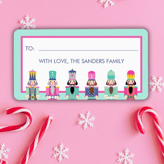 CHRISTMAS PINK NUTCRACKER GIFT STICKER ADRESSAUFKLEBER