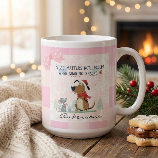 Christmas pink Plaid Cartoon illustration funny  Jumbo-Tasse