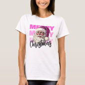 Christmas Pink Santa Leopard Tshirt (Vorderseite)
