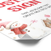 Christmas Pink Santa Winter Birthday Custom Sign Poster (Ecke)