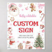 Christmas Pink Santa Winter Birthday Custom Sign Poster (Vorne)