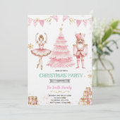 Christmas pink sugar plum nutcracker Invitation Einladung (Stehend Vorderseite)