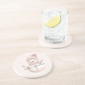 Christmas Pink White Snowman Getränkeuntersetzer (Seite)