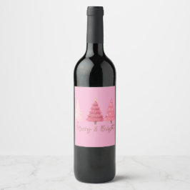 Christmas pink wine bottle label weinetikett
