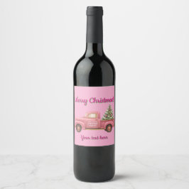 Christmas Pink Wine bottle Label Weinetikett
