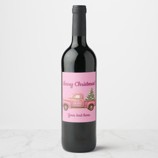 Christmas Pink Wine bottle Label Weinetikett (Vorderseite)