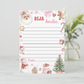 Christmas Pink Winter Birthday Time Capsule Card Dankeskarte (Stehend Vorderseite)
