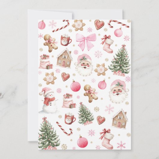 Christmas Pink Winter Birthday Time Capsule Card Dankeskarte (Rückseite)