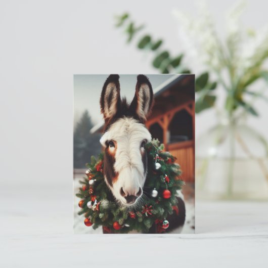 Christmas Pinto Donkey Postkarte (Stehend Vorderseite)
