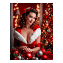 Christmas Pinup Santa Claus Lady