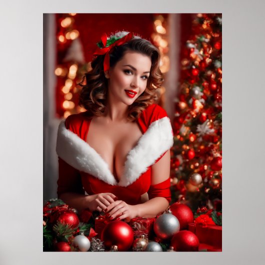 Christmas Pinup Santa Claus Lady Poster (Vorne)