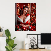 Christmas Pinup Santa Claus Lady Poster (Heimbüro)