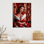 Christmas Pinup Santa Claus Lady Poster (Küche)