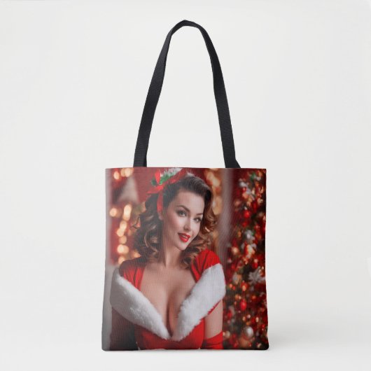 Christmas Pinup Santa Claus Lady Tasche (Vorderseite)