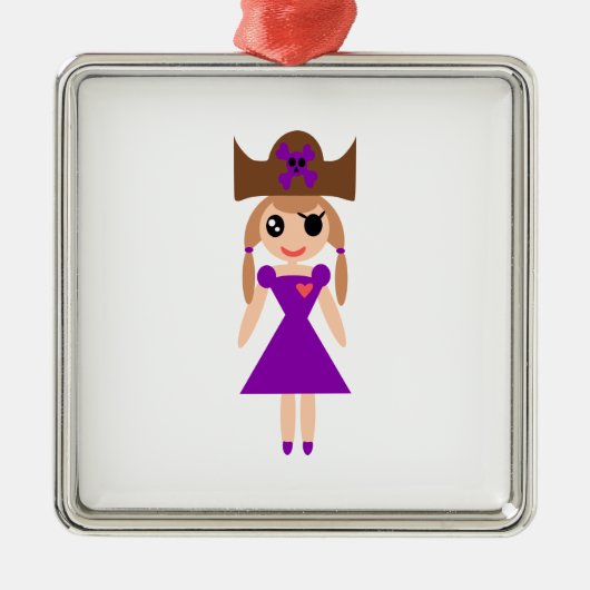 Christmas Pirate Girl Ornament Aus Metall (Vorne)