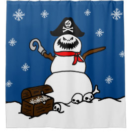 Christmas Pirate Snowman Duschvorhang
