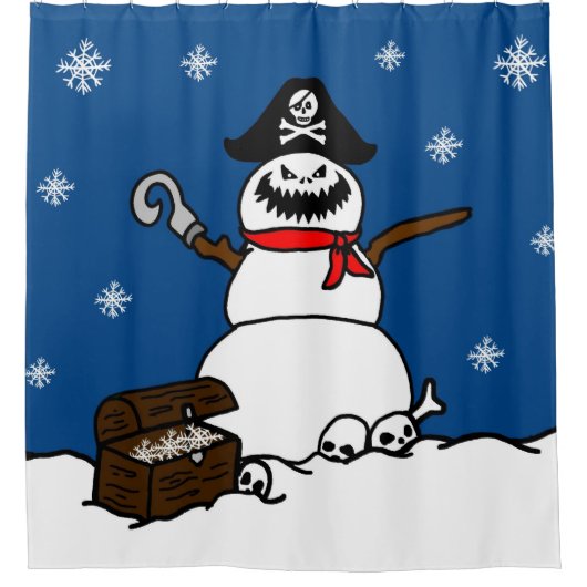 Christmas Pirate Snowman Duschvorhang (Vorderseite)