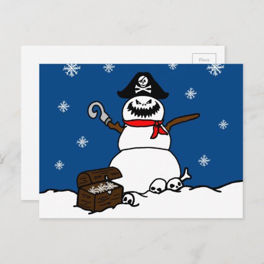 Christmas Pirate Snowman Feiertagspostkarte (Vorne/Hinten)