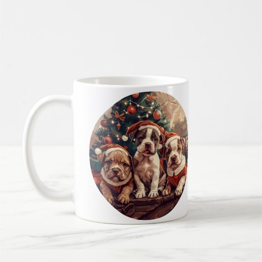 Christmas Pit Bull Puppy Dogs Kaffeetasse (Links)