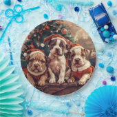 Christmas Pit Bull Puppy Dogs Pappteller (Party)