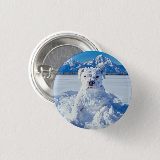 Christmas Pitbull Dog Snowman Button (Vorne & Hinten)