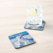 Christmas Pitbull Dog Snowman Getränkeuntersetzer (Rechte Seite)