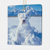 Christmas Pitbull Dog Snowman Keramikornament (Links)