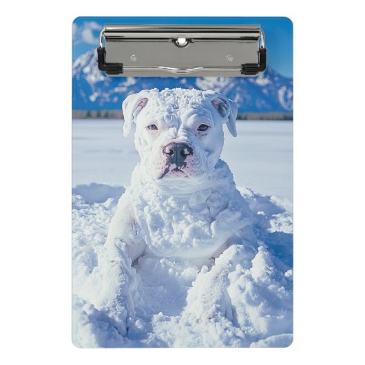 Christmas Pitbull Dog Snowman Mini Klemmbrett (Vorderseite)