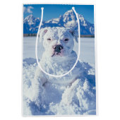 Christmas Pitbull Dog Snowman Mittlere Geschenktüte (Vorderseite)