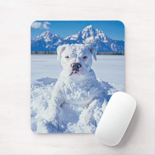 Christmas Pitbull Dog Snowman Mousepad (Mit Mouse)