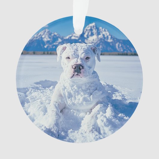 Christmas Pitbull Dog Snowman Ornament (Vorderseite)