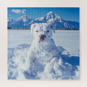 Christmas Pitbull Dog Snowman Puzzle (Vertikal)