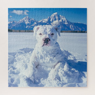 Christmas Pitbull Dog Snowman Puzzle
