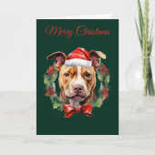 Christmas Pitbull Feiertagskarte (Vorderseite)