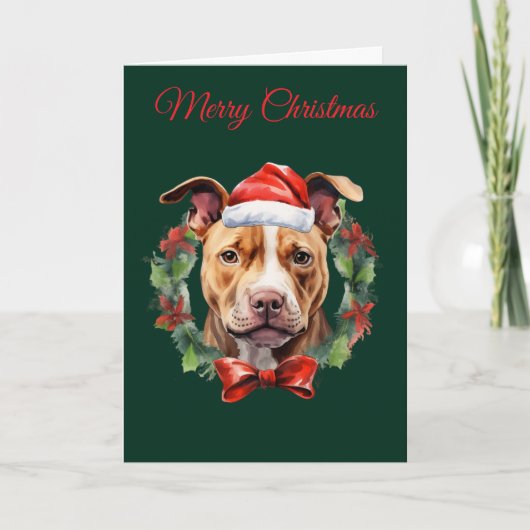 Christmas Pitbull Feiertagskarte (Vorderseite)