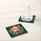 Christmas Pitbull Rechteckiger Pappuntersetzer (Vor Ort)