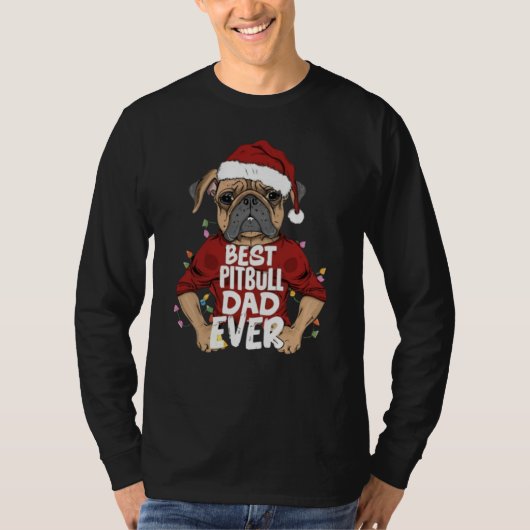 Christmas Pitbull Vater Ever Design T-Shirt (Vorderseite)