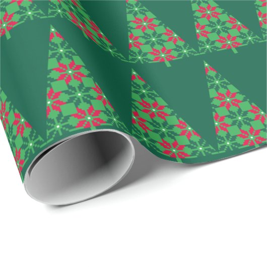 Christmas pixelated tree wrapping paper geschenkpapier (Rolleneckpunkt)