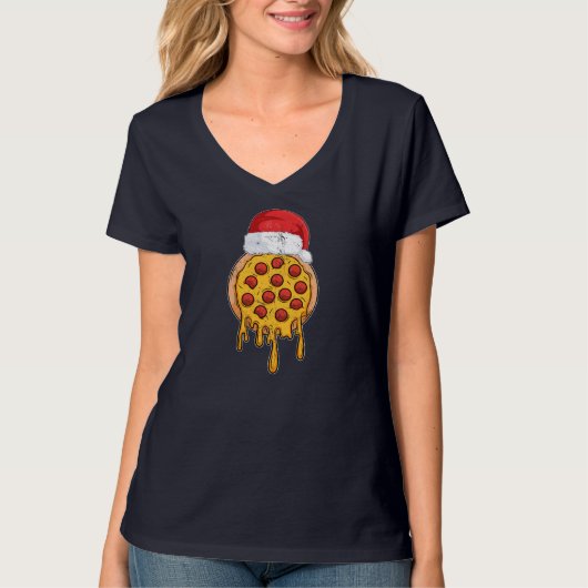 CHRISTMAS Pizza Funny Geschenke Xmas Weihnachtsman T-Shirt (Vorderseite)