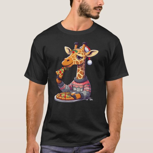 Christmas Pizza Giraffe T-Shirt (Vorderseite)