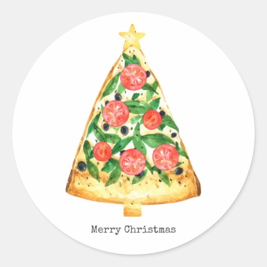 Christmas Pizza Slice Runder Aufkleber (Vorderseite)