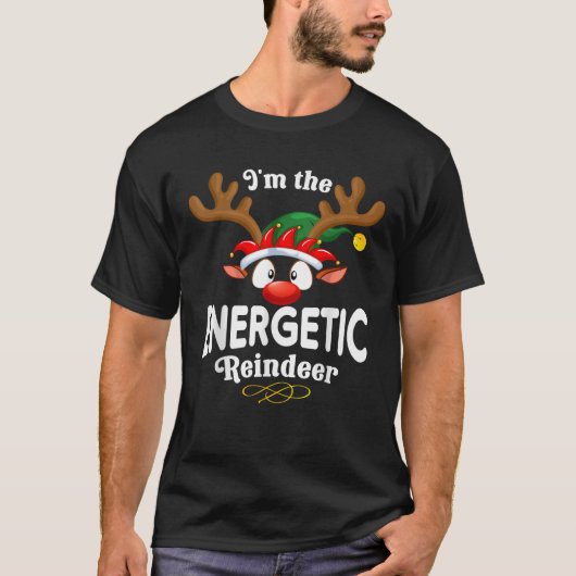 Christmas PJS Energetic XMas Reindeer Matching T-Shirt (Vorderseite)