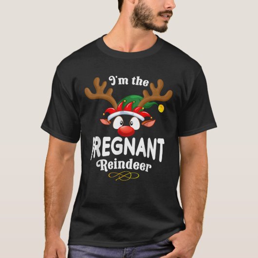Christmas PJS Pregnant XMas Reindeer Matching T-Shirt (Vorderseite)