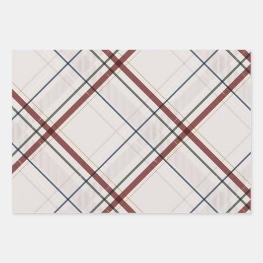 Christmas plaid classic elagant off white holiday geschenkpapier set (Vorderseite 2)