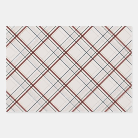 Christmas plaid classic elagant off white holiday geschenkpapier set (Vorderseite)