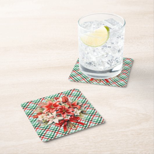 Christmas Plaid Floral Classic Holiday Pattern 6 Rechteckiger Pappuntersetzer (Vor Ort)