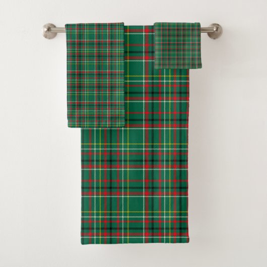 Christmas Plaid Green Pattern-23914 Badhandtuch Set (Insitu)
