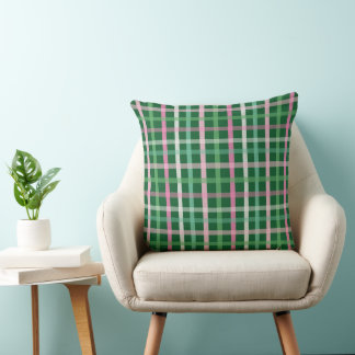 Christmas Plaid - Green Pink & White Kissen