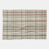 Christmas Plaid Monogram - rustic green red ivory Geschirrtuch (Horizontal)